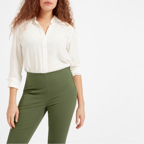 EVERLANE The Side-Zip Stretch Cotton Olive Ponte Pant 4 - Picture 5 of 14